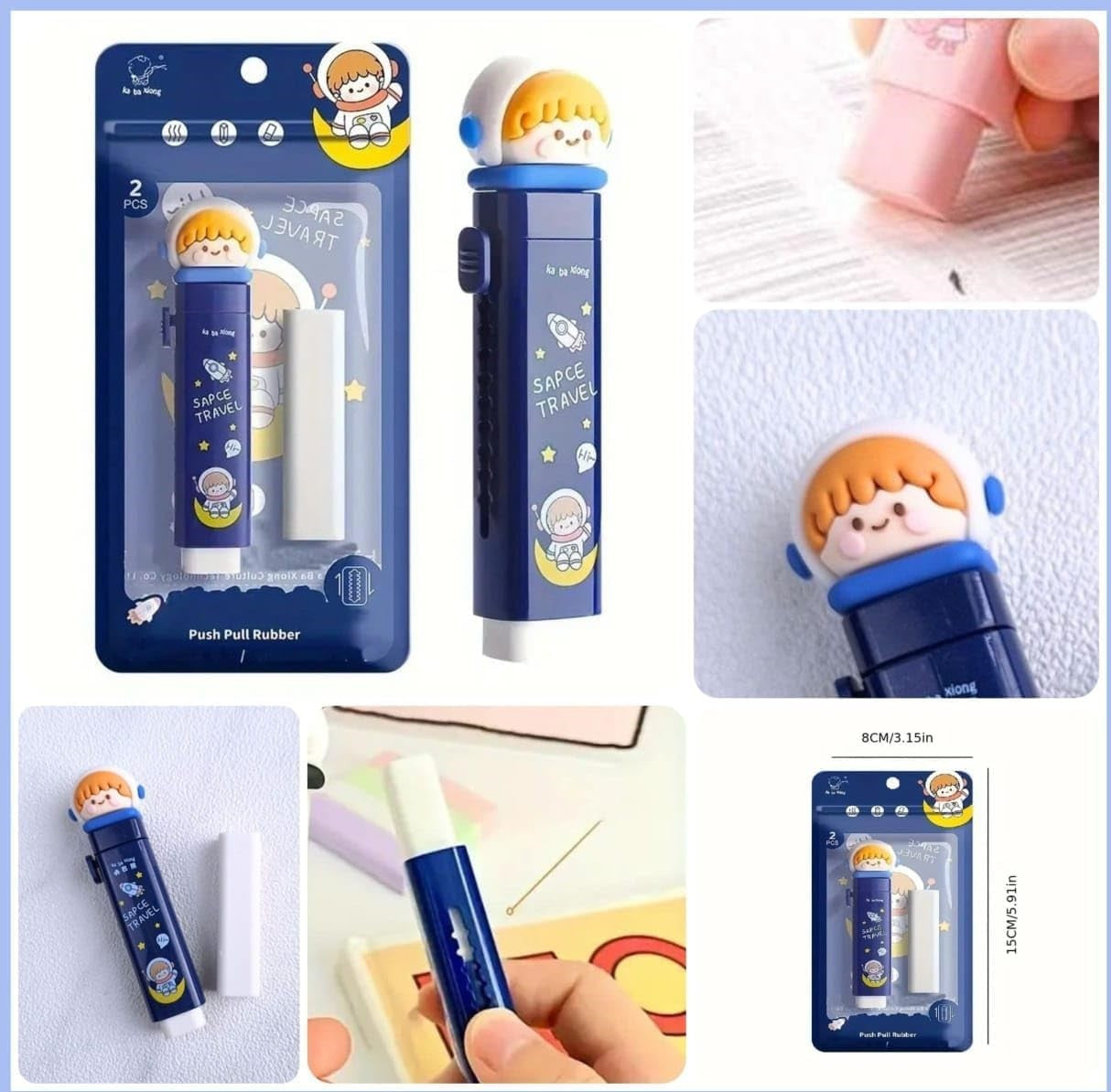 Dual-Tip Marker & Push-Pull Eraser Combo